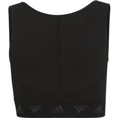 Spandex Tank Tops Children's Clothing Adidas Aeroknit Training Seamless Cropped Tank Top Kids - Black/Grey Six