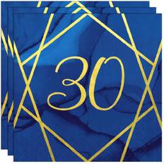 Paper Art PC041DI Blue and Gold 30" Lunch Napkins-16 Pcs