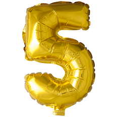 PartyDeco Foil Balloon Number 5 86cm Gold