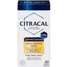 Bayer Citracal, Calcium D, Slow Release 1200, 80 Coated Tablets