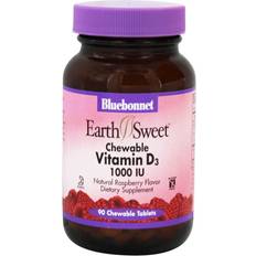 Bluebonnet Nutrition Earth Sweet Chewables Vitamin D3 Natural Raspberry 1000 IU 90 Chewable Tablets