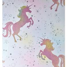 Crown Coloroll Coloroll Be Dazzled Dancing Unicorn Rainbow Glitter Wallpaper