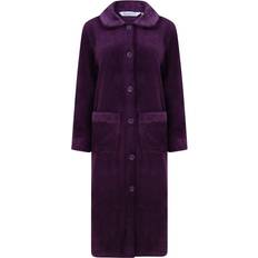 Slenderella 46" Mini Waffle Button Through Housecoat Dressing Gown - Plum