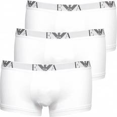 Emporio Armani White Men's Underwear Emporio Armani Eagle Logo Boxer Trunks 3-pack - White