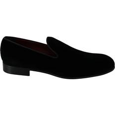 Dolce & Gabbana Men Low Shoes Dolce & Gabbana DG Black Velvet Flats - Black