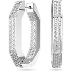 Swarovski Dextera Medium Octagon Hoop Earrings - Silver/Transparent