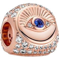 Pandora Hamsa All-Seeing Eye & Feather Three-Sided Charm - Rose Gold/White/Blue/Transparent