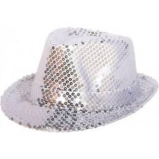 Unisex Hats Smiffys Sequin Trilby Hat Silver