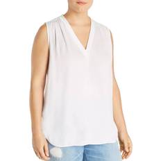 Vince Camuto Plus Shirred Sleeveless Top - New Ivory