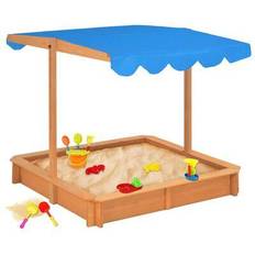 vidaXL Sandbox with Adjustable Roof Firwood