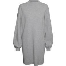 Vero Moda Nancy Funnel Neck Dress - Grey/Medium Grey Melange