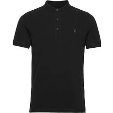 Men - Slim Polo Shirts AllSaints Reform Short Sleeve Polo Shirt - Black