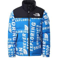 The North Face Youth 1996 Printed Retro Nuptse Jacket - Hero Blue/Tagline Toss Print (NF0A5IYC2B41)