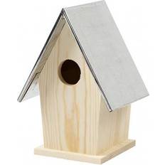 Water Based DIY Bird box with zinc roof, size 13,5x11x19 cm, hole size 32 mm, 1 pc