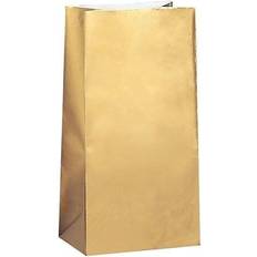 Unique Party 59019 Metallic Gold Paper Bags, Pack of 10