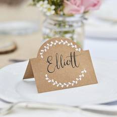 Ginger Ray Natural Kraft Wedding Holders with Place Cards 4 Pack Rustic Country