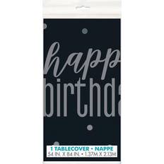 Unique Party 83583 Black Polka Dots Birthday Plastic Table Cover, 54" x 84" Disposable 1 Pc, Happy