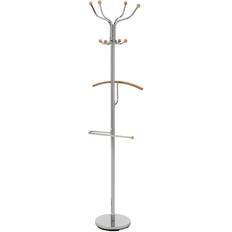 Dkd Home Decor Hat stand Silver Steel Rubber wood (45 x 42 x 180 cm) Clothes Rack