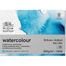 Water Based Watercolour Paper Winsor & Newton and Watercolour Paper Pad, A6 (10,5 x 14.8 cm) 15 Sheets, 300 g/m² Glue Bound, Cold Pressed, Acid Free, Mixture of 25 Percent Cotton and Cellulose Fibres, Natural White