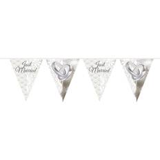 Folat 21364 Just Married Wedding Bunting Garland-10 m, Silver Colored