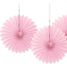 Unique Party 63250 Mini Baby Pink Tissue Paper Fan Decorations, Pack of 3