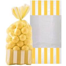 Amscan Sun Yellow Striped Party Treat Bags-10 Pcs