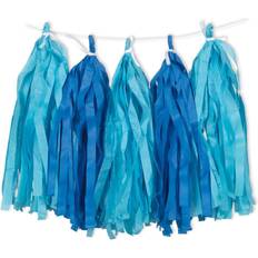 Unique Party 62961 9ft Tissue Paper Royal Blue & Light Blue Tassel Garland