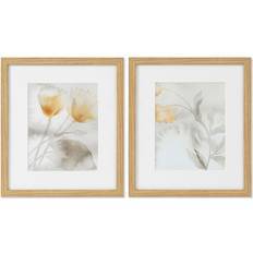 Dkd Home Decor Painting Drawed Leaf Sheets (2 pcs) (33 x 3 x 38 cm) Framed Art