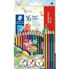 Water Based Coloured Pencils Staedtler 187 C12P1 Noris Colour Colouring Pencils (Increased Break-Resistance, Triangular Shape, Attractive Design, Ergonomic Soft Surface, Wopex Material, Set of 16 Brilliant Pens in Cardboard Case)