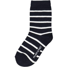 Organic Cotton Underwear Polarn O. Pyret Kid's Striped Socks 2-Pack - Dark Navy Blue