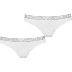 Emporio Armani White Knickers Emporio Armani Iconic Logo Thongs 2-pack - White