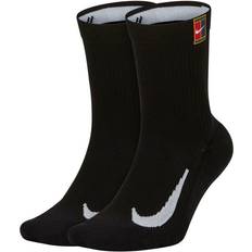 Nike Court Multiplier Cushioned Tennis Crew Socks 2-pack - Black/Black