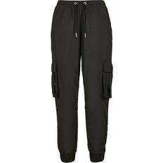 Urban Classics Ladies High Waist Crinkle Nylon Cargo Pants - Black