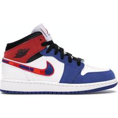 Nike Air Jordan 1 Mid SE GS - White/University Red/Rush Blue