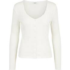 Pieces Nukisa Slim-Fit Ribbed Blouse - Cloud Dancer