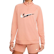 Nike Women's Dri-Fit Swoosh Run 1/4-Zip Running Midlayer - Rose Whisper/Black/White