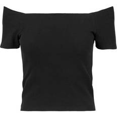 Urban Classics Women T-shirts & Tank Tops Urban Classics Ladies Off Shoulder Rib Tee - Black