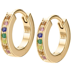 Monica Vinader Mini Huggie Earrings - Gold/Sapphire/Tsavorite