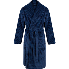 Slenderella 49" Jacquard Check Flannel Fleece Long Sleeve Shawl Collar Wrap - Blue