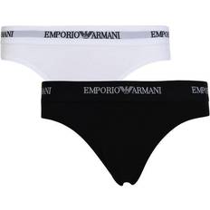 Emporio Armani White Knickers Emporio Armani Logo Briefs 2-pack - White/Black