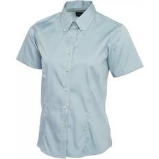 Uneek Ladies Pinpoint Oxford Half Sleeve Shirt - Light Blue