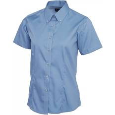 Uneek Ladies Pinpoint Oxford Half Sleeve Shirt - Mid Blue