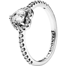 Women Jewellery Pandora Elevated Heart Ring - Silver/Transparent