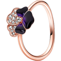 Pandora Pansy Flower Ring - Rose Gold/Purple/Transparent