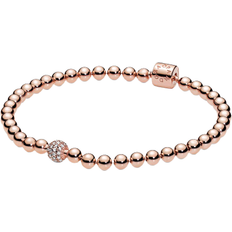 Pandora Beads & Pavé Bracelet - Rose Gold/Transparent