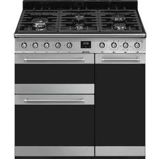 Stainless Steel Gas Cookers Smeg SY93-1 Black, Stainless Steel