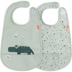 Done By Deer Bib w/Velcro 2-pack Croco Green