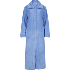 Slenderella 52" Luxury Waffle Fleece Button Through Housecoat - Blue