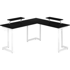 Techni Sport Warrior L Shaped Gaming Desk - Black/White, 1498x1600x895mm