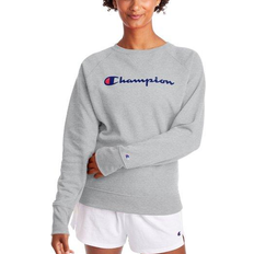 Champion Script Logo Powerblend Fleece Classic Crew Sweatshirt - Oxford Grey